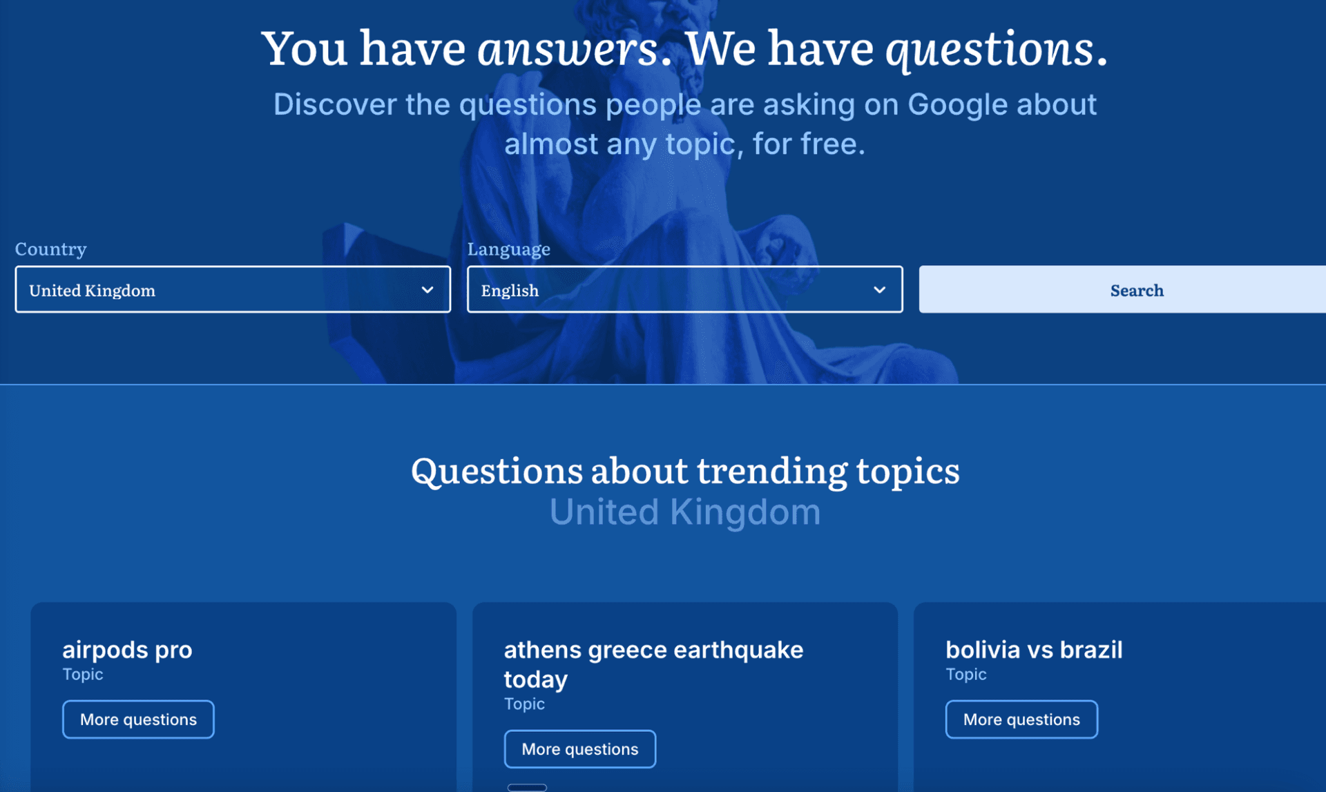 Select country and language