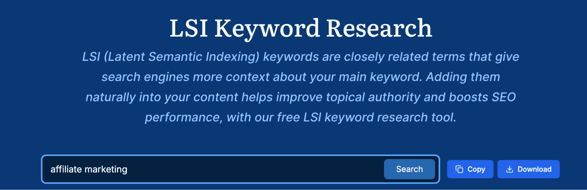 Enter your seed topic keyword