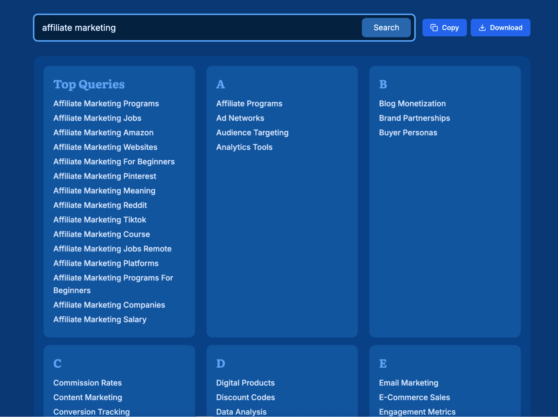 Generate & review LSI keyword suggestions