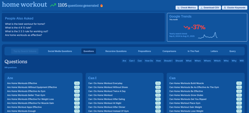 Answer Socrates keyword results for 'home workout'