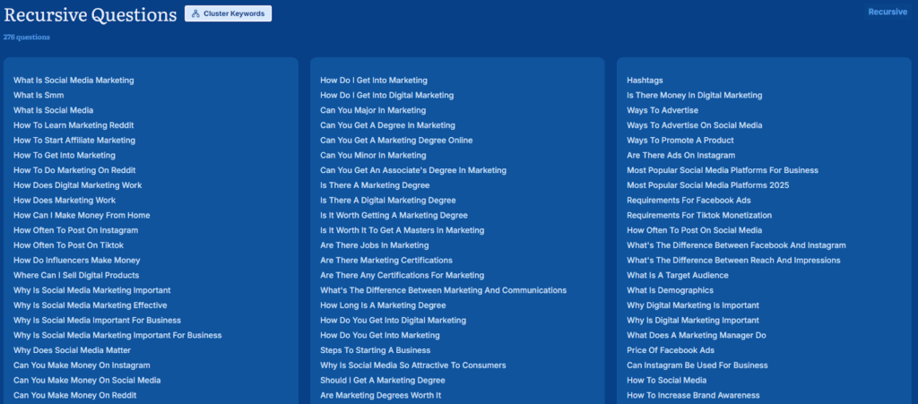 Screenshot of Answer Socrates recursive search which makes it the best SE ranking alternative