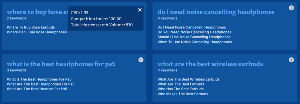 Answer Socrates keyword clustering interface